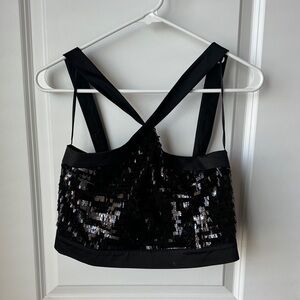 Zara Black Sequin Cropped Tank Top